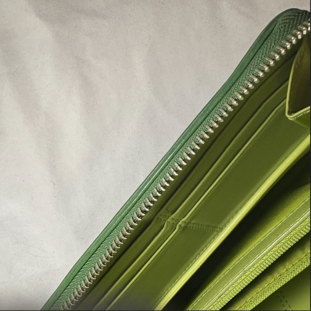 Coach Op Art Long Wallet Leather Green Silver Metal Fittings Round Zipper - Picture 10 of 15